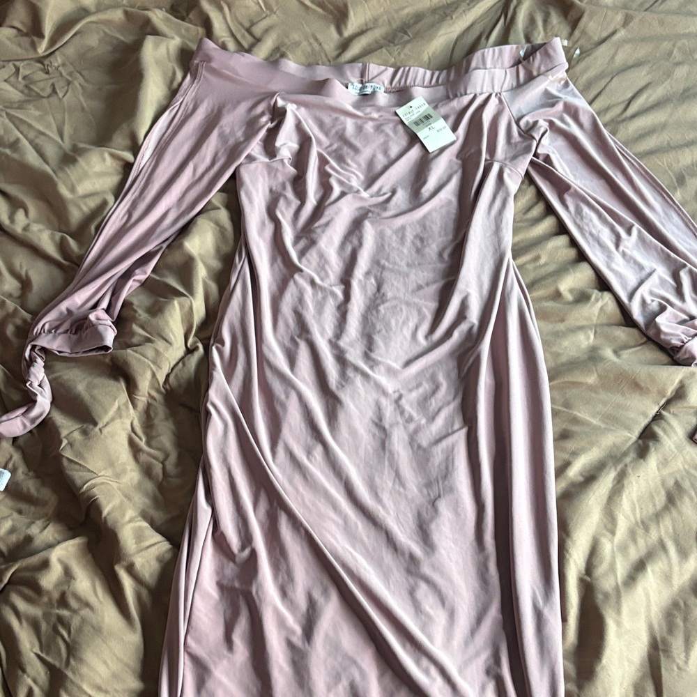 Fashion Nova Off-Shoulder Long Sleeve Mauve Dress